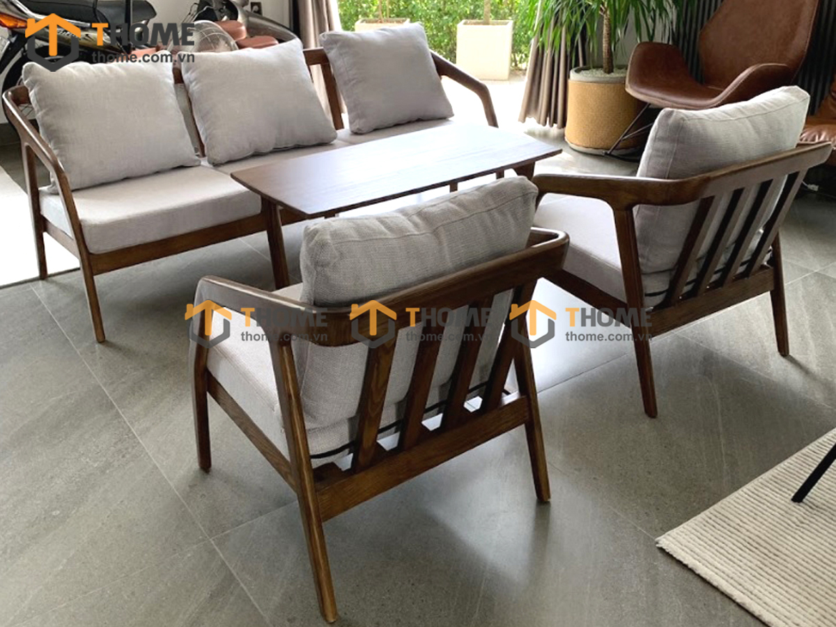 Bàn Ghế Cafe Sofa Katakana Gỗ Sồi Tự Nhiên BGCF-07SOFA