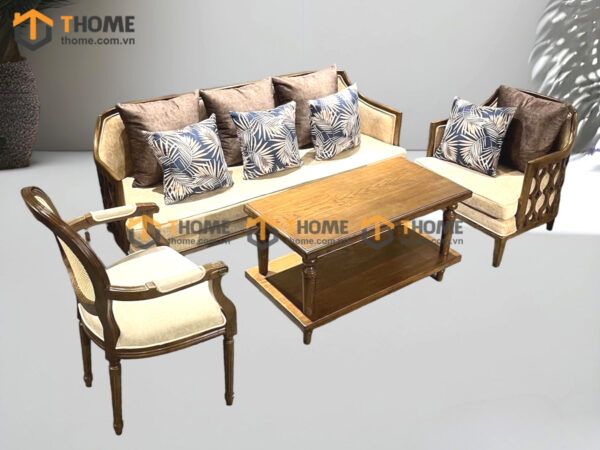 Bàn Ghế Cafe Sofa Knees Gỗ Sồi Tự Nhiên BGCF-11SOFA