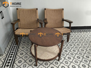 Bàn Ghế Cafe Sofa Mây S Ngã Gỗ Sồi Tự Nhiên BGCF-17SOFA