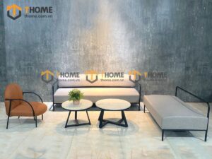 Bàn Ghế Cafe Sofa Nappa Chân Sắt BGCF-04SOFASAT