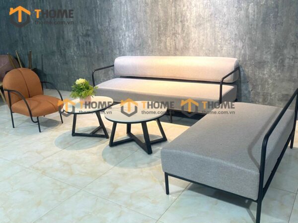 Bàn Ghế Cafe Sofa Nappa Chân Sắt BGCF-04SOFASAT