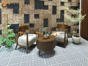 Bàn Ghế Cafe Sofa Starbuck Có Tay Gỗ Sồi Tự Nhiên BGCF-18SOFA