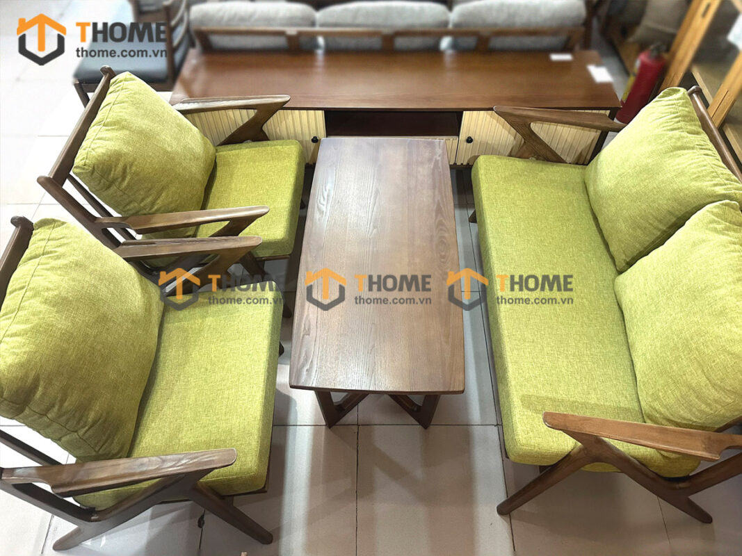 Bàn Ghế Cafe Sofa Tay Z Gỗ Sồi Tự Nhiên BGCF-06SOFA