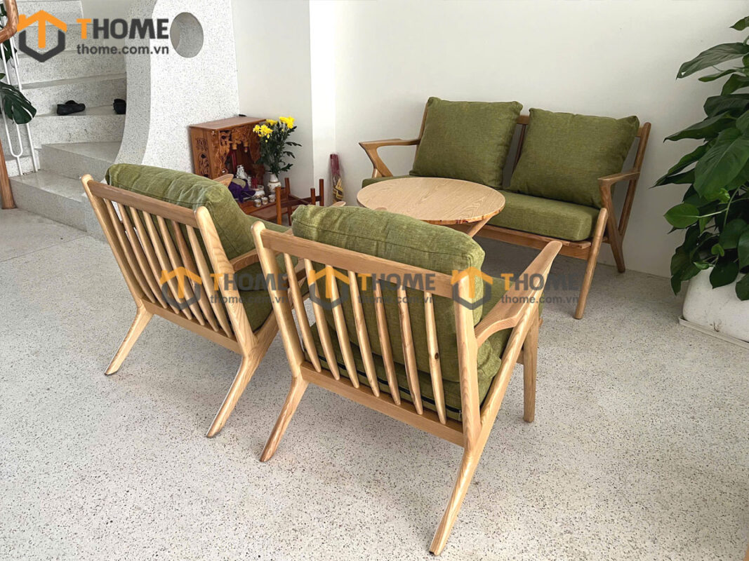 Bàn Ghế Cafe Sofa Tay Z Gỗ Sồi Tự Nhiên BGCF-06SOFA