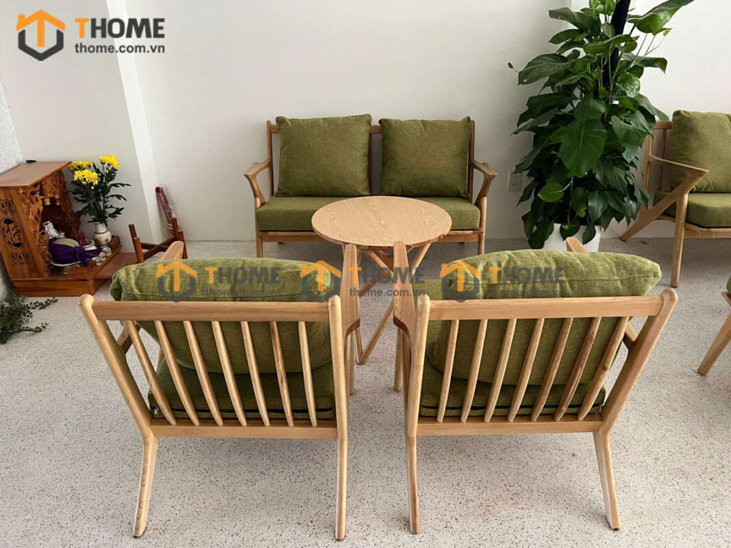 Bàn Ghế Cafe Sofa Tay Z Gỗ Sồi Tự Nhiên BGCF-06SOFA