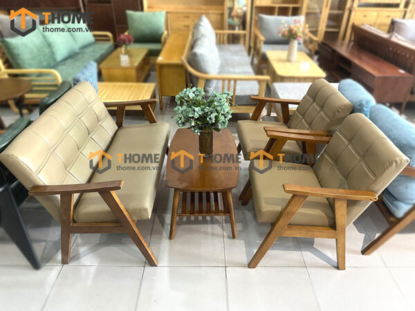 Bàn Ghế Cafe Sofa Katana Gỗ Sồi Tự Nhiên BGCF-15SOFA