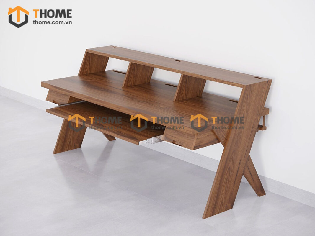 Bàn Làm Việc Góc Gỗ Sồi Tự Nhiên Chân Chéo 2 Hộc Kéo BLV1T-23SN