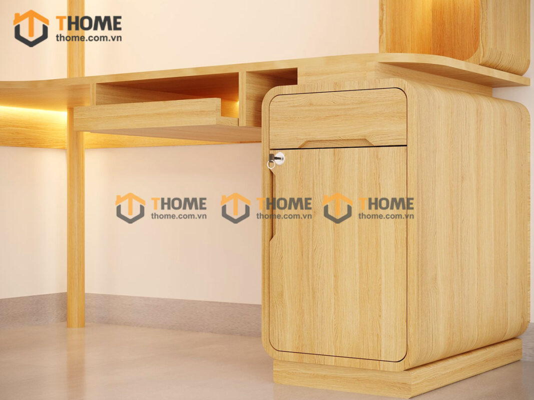 Bàn Làm Việc Gỗ Sồi Tự Nhiên Kết Hợp Kệ Sách Nova BLV2T-04SN