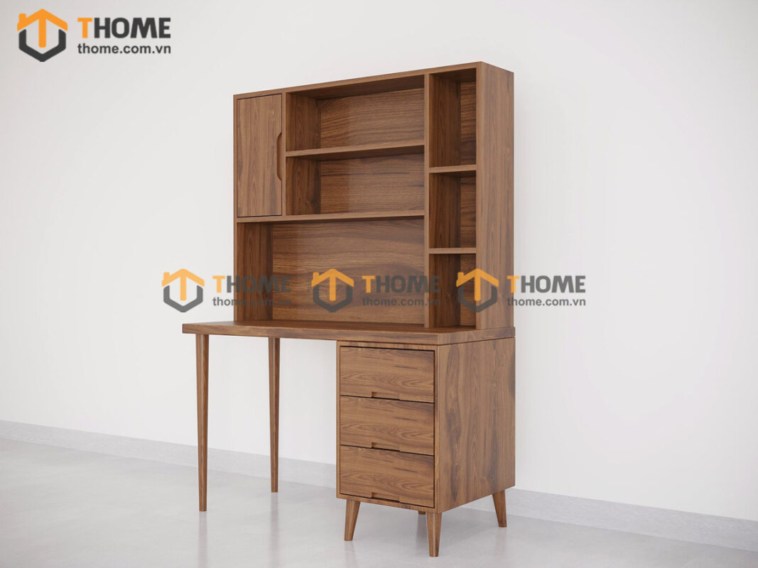 Bàn Làm Việc Gỗ Sồi Tự Nhiên OP Kết Hợp Kệ Sách BLV2T-06SN