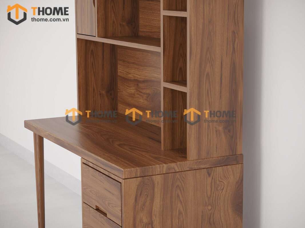 Bàn Làm Việc Gỗ Sồi Tự Nhiên OP Kết Hợp Kệ Sách BLV2T-06SN