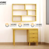Bàn Làm Việc Gỗ Sồi Tự Nhiên OP Kết Hợp Kệ Sách Treo Tường BLV2T-07SN