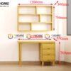 Bàn Làm Việc Gỗ Sồi Tự Nhiên OP Kết Hợp Kệ Sách Treo Tường BLV2T-07SN