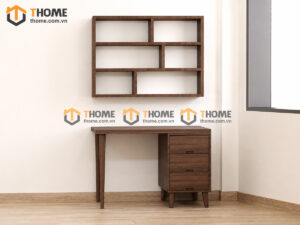 Bàn Làm Việc Gỗ Sồi Tự Nhiên OP Kết Hợp Kệ Sách Treo Tường BLV2T-07SN
