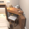 Bàn trang điểm góc gỗ sồi tự nhiên Luxury nắp lật BTD-12SN