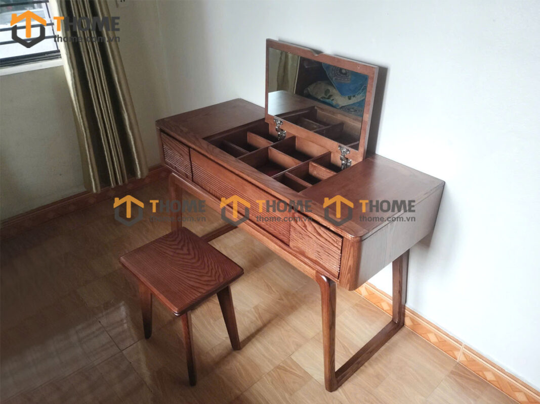 Bàn Trang Điểm Gỗ Sồi Tự Nhiên Luxury Nắp Lật BTD-11SN