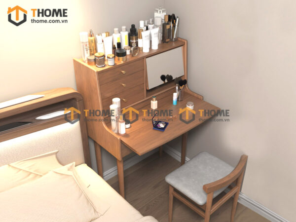 Bàn trang điểm gỗ sồi tự nhiên mặt bàn trượt Sun BTD-13SN