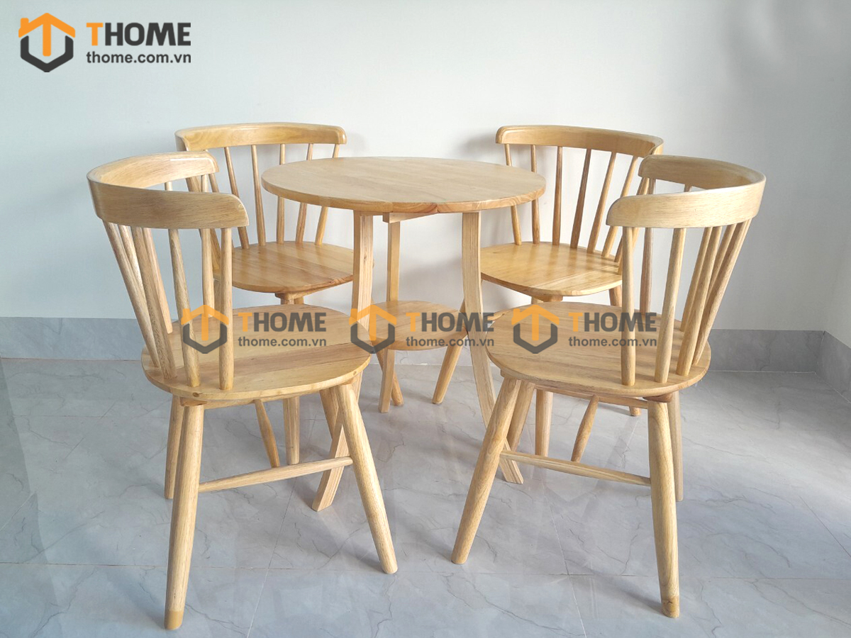 Bàn Ghế Cafe 2 Tầng Mặt Tròn Kết Hợp 2 Ghế (Nhiều Mẫu Ghế) BGCF-03GO