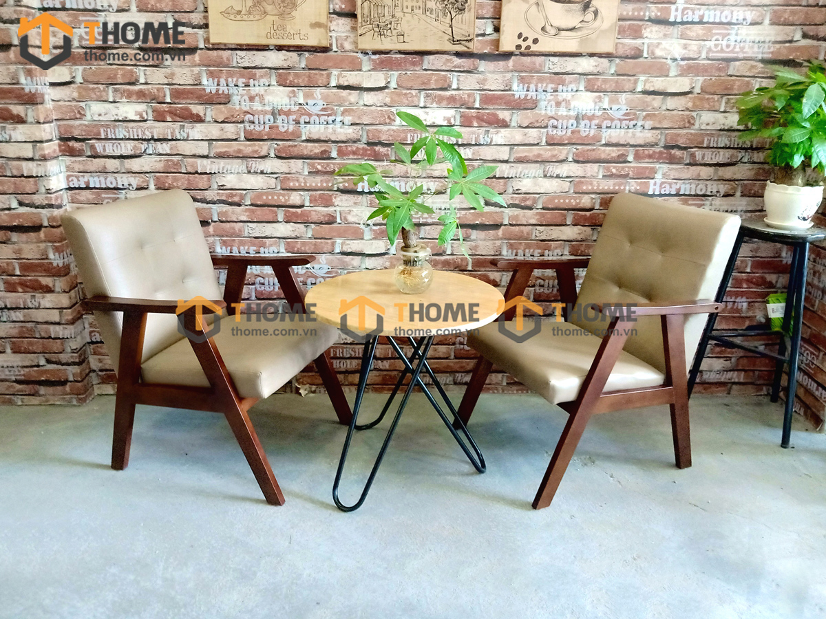 Bàn Ghế Cafe Chân Sắt Chéo Kết Hợp 2 Ghế (Nhiều Mẫu Ghế) BGCF-06SAT