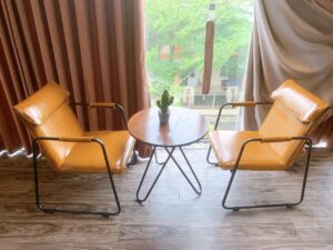 Bàn Ghế Cafe Chân Sắt Chéo Kết Hợp 2 Ghế (Nhiều Mẫu Ghế) BGCF-07SAT