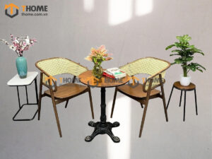 Bàn Ghế Cafe Chân Chữ Thập Kết Hợp 2 Ghế (Nhiều Mẫu Ghế) BGCF-15SAT