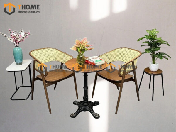 Bàn Ghế Cafe Chân Chữ Thập Kết Hợp 2 Ghế (Nhiều Mẫu Ghế) BGCF-15SAT
