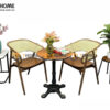 Bàn Ghế Cafe Chân Chữ Thập Kết Hợp 2 Ghế (Nhiều Mẫu Ghế) BGCF-15SAT