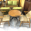 Bàn Ghế Cafe Chân Sắt Cong Mặt Trăng Kết Hợp 2 Ghế (Nhiều Mẫu Ghế) BGCF-08SAT