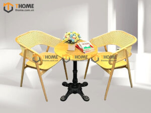 Bàn Ghế Cafe Chân Đúc Gang Kết Hợp 2 Ghế (Nhiều Mẫu Ghế) BGCF-14SAT