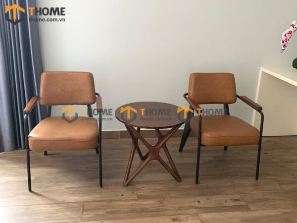 Bàn Ghế Cafe Chân Gỗ Hình Sao Kết Hợp 2 Ghế (Nhiều Mẫu Ghế) BGCF-09SAT