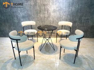 Bàn Ghế Cafe Chân Sắt Hình Sao Kết Hợp 2 Ghế (Nhiều Mẫu Ghế) BGCF-01SAT