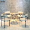 Bàn Ghế Cafe Chân Sắt Hình Sao Kết Hợp 2 Ghế (Nhiều Mẫu Ghế) BGCF-01SAT