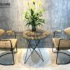 Bàn Ghế Cafe Chân Sắt Hình Sao Kết Hợp 2 Ghế (Nhiều Mẫu Ghế) BGCF-01SAT
