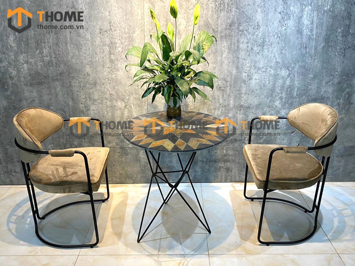 Bàn Ghế Cafe Chân Sắt Hình Sao BGCF-01SAT