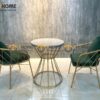 Bàn Ghế Cafe Chân Sắt Hình Trống Djembe Kết Hợp 2 Ghế (Nhiều Mẫu Ghế) BGCF-02SAT