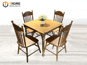 Bàn Ghế Cafe Mặt Vuông Chân Cổ Điển Kết Hợp 2 Ghế (Nhiều Mẫu Ghế) BGCF-10GO