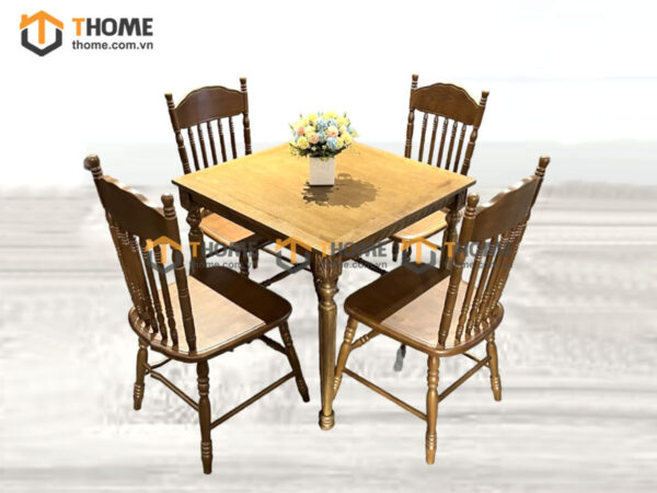 Bàn Ghế Cafe Mặt Vuông Chân Cổ Điển Kết Hợp 2 Ghế (Nhiều Mẫu Ghế) BGCF-10GO