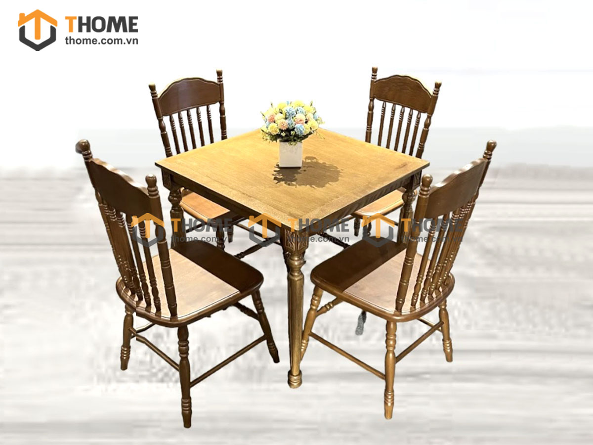 Bàn Ghế Cafe Mặt Vuông Chân Cổ Điển Kết Hợp 2 Ghế (Nhiều Mẫu Ghế) BGCF-10GO
