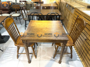 Bàn Ghế Cafe Mặt Vuông Chân Cổ Điển Kết Hợp 2 Ghế (Nhiều Mẫu Ghế) BGCF-10GO
