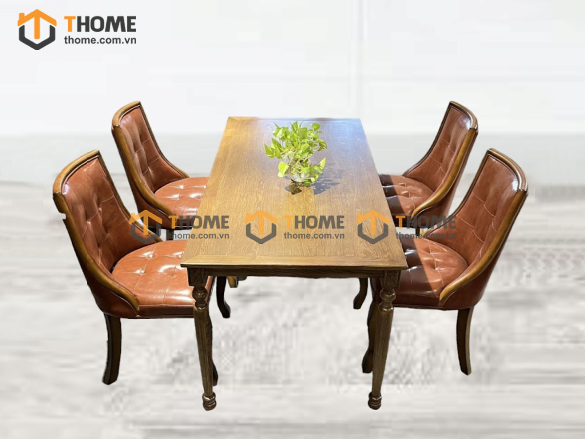 Bàn Ghế Cafe Mặt Chữ Nhật Chân Cổ Điển Kết Hợp 2 Ghế (Nhiều Mẫu Ghế) BGCF-09GO
