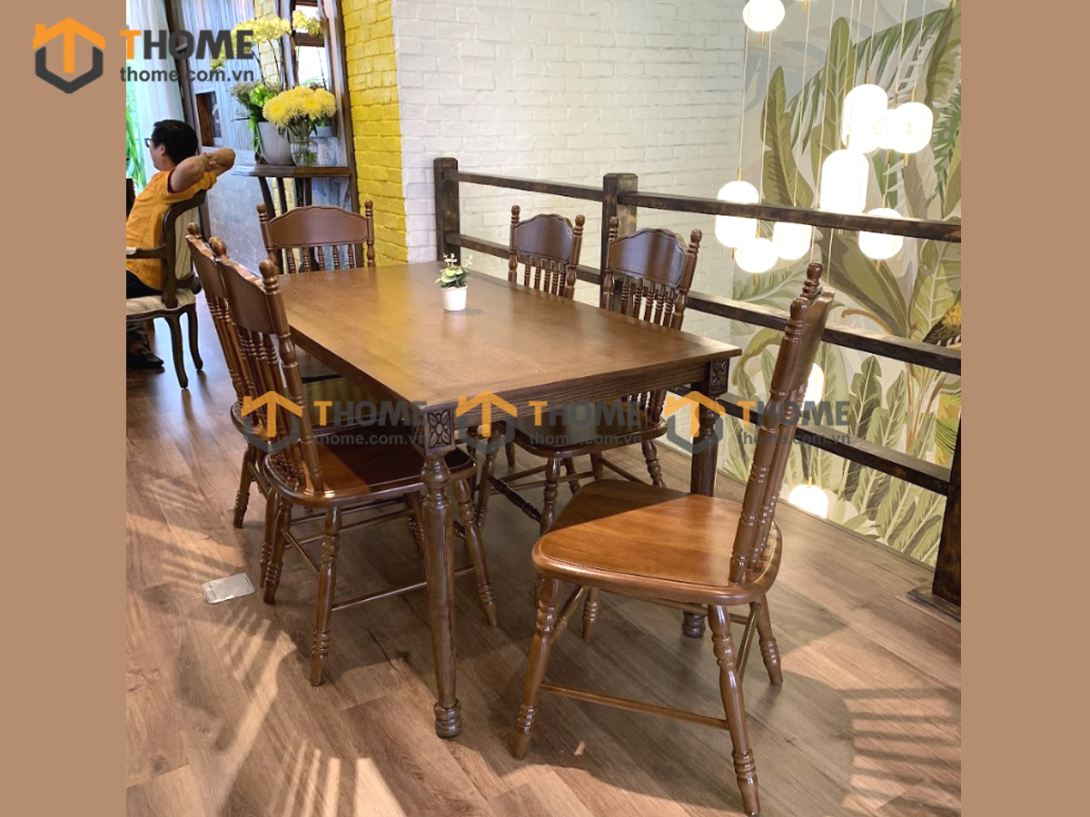 Bàn Ghế Cafe Mặt Chữ Nhật Chân Cổ Điển Kết Hợp 2 Ghế (Nhiều Mẫu Ghế) BGCF-09GO