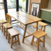 Bàn Ghế Cafe Mặt Chữ Nhật Gỗ Thông Tự Nhiên BGCF-01GO