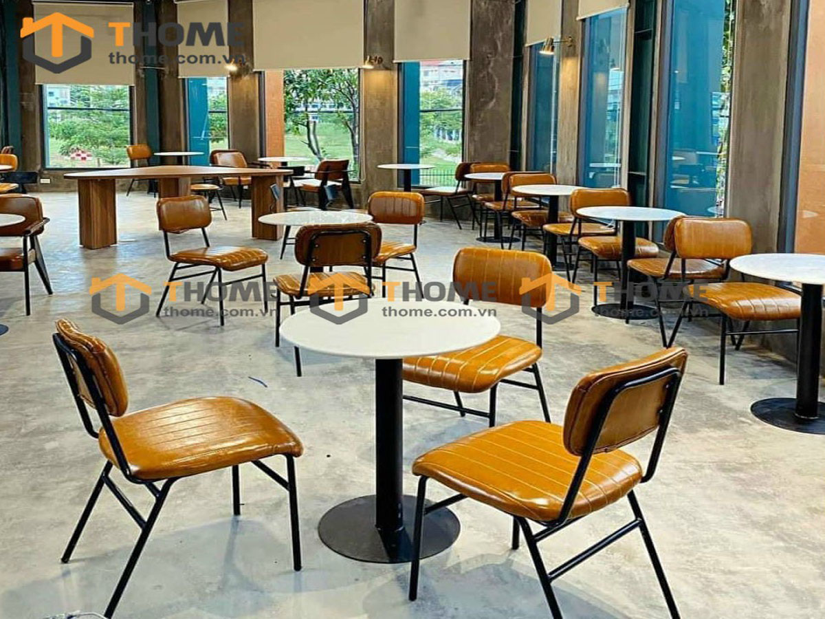Bàn Ghế Cafe Mặt Đá Tròn Chân Tròn Kết Hợp 2 Ghế BGCF-24SAT