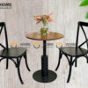 Bàn Ghế Cafe Mặt Gỗ Chân Sắt Tròn Kết Hơp 2 Ghế BGCF-25SAT