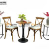 Bàn Ghế Cafe Mặt Gỗ Chân Sắt Tròn Kết Hơp 2 Ghế BGCF-25SAT