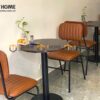 Bàn Ghế Cafe Mặt Gỗ Chân Sắt Tròn Kết Hơp 2 Ghế BGCF-25SAT