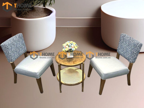 Bàn Ghế Cafe Mặt Tròn 2 Tầng Mây Kết Hợp 2 Ghế (Nhiều Mẫu Ghế) BGCF-14GO