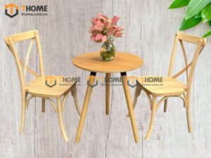 Bàn Ghế Cafe Mặt Tròn 3 Chân Kết Hợp 2 Ghế (Nhiều Mẫu Ghế) BGCF-18GO