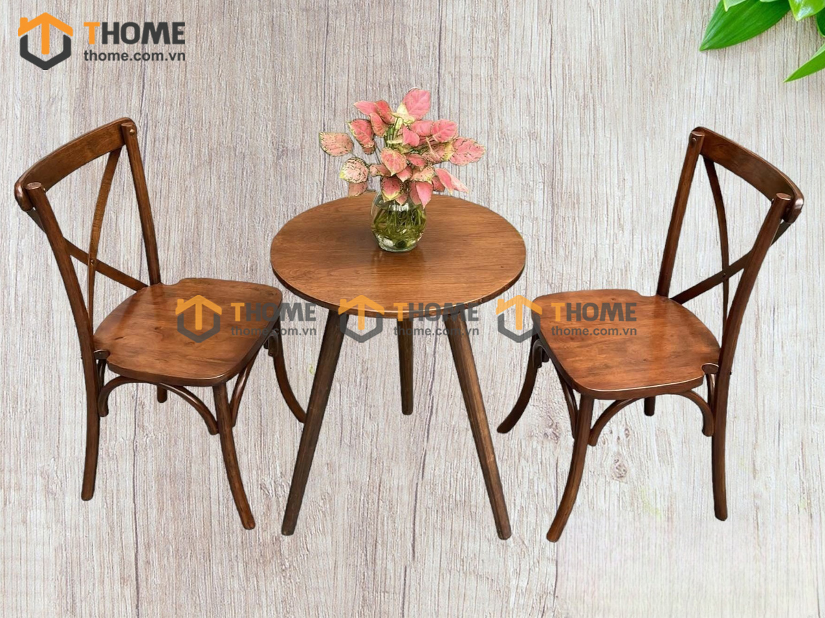 Bàn Ghế Cafe Mặt Tròn 3 Chân Kết Hợp 2 Ghế (Nhiều Mẫu Ghế) BGCF-19GO