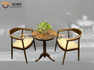 Bàn Ghế Cafe Mặt Tròn Chân Cổ Điển Kết Hợp 2 Ghế (Nhiều Mẫu Ghế) BGCF-12GO