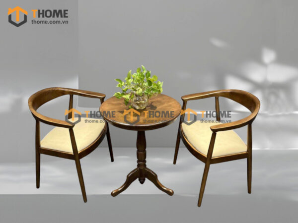 Bàn Ghế Cafe Mặt Tròn Chân Cổ Điển Kết Hợp 2 Ghế (Nhiều Mẫu Ghế) BGCF-12GO